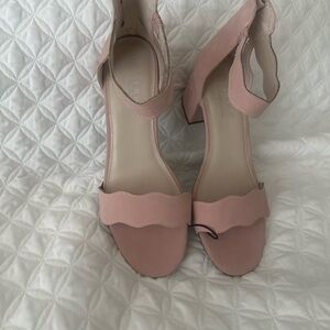 Pink Suede Block Heel